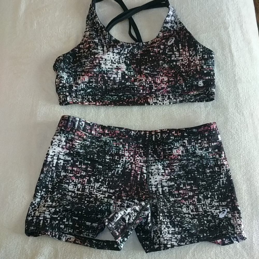 ASICS gym/workout shorts and top